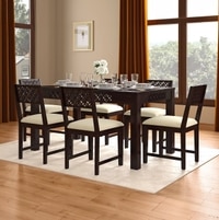 Alaca Solid Wood Dining Chair Set Of 2 In Mango Mahogany Finish & Camilla Ivory Fabric Colour