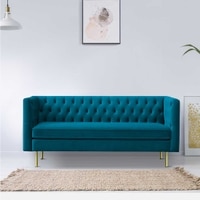 Caraven Fabric Sofa (Teal Blue)