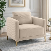 Arab Velvet 1 Seater Sofa Cream Color