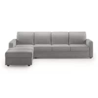 Apollo Fabric Sectional Sofa (Colour : Vapour Grey, Cushion : Hard, Back Type : Regular, Seating Capacity : Left Aligned 3 Seater + Left Aligned Chaise + Ottoman)