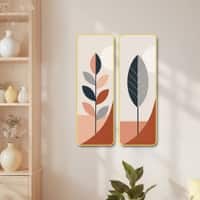The Castle Decor Beige Terracotta Botanical Wall Art Set of 2 12x18 Inch