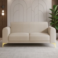 Veniza Velvet 2 Seater Sofa In Cream Colour