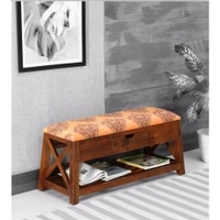 Vermount Shoe Rack With Seating In Teak Finish