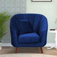Nilo Velvet 1 Seater Sofa in Navy Blue Colour
