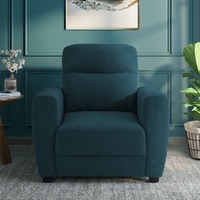 Alvaro Velvet 1 Seater Sofa T Blue Color