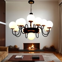 Eliante White Chandelier, 13-Light, Mild Steel Frame With Glass Shades, Modern Ceiling Lighting