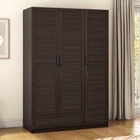 Bennis Engineered Wood 3 Door Wardrobe Without Mirror in Dark Walnut Finish