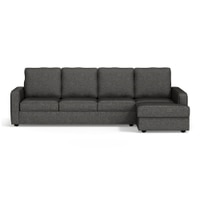 Apollo Compact Sofa (Colour : Steel, Cushion : Soft, Back Type : High Back, Seating Capacity : Right Aligned 3 Seater + Right Aligned Chaise + Ottoman)