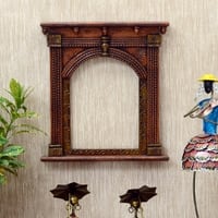 Desert Art Solid Wood Handpainted Copper Jharokha Wall Frame 16 x 17 Inch
