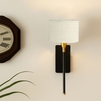 Devansh Metal Electric Wall Light in Black Colour with White Shade Count of 1 Light