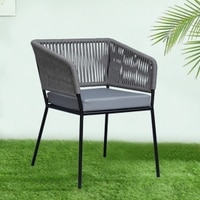 Bostan Outdoor Accent Patio Weaving Chair Gun Metal in Grey