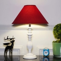 Lorette hand crafted Solid wood white finish table lamp With White Cotton Shade