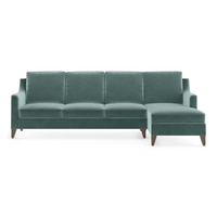 Abbey Sectional Sofa (Colour : Dusty Turquoise Velvet, Cushion : Hard, Seater : Right Aligned 3 Seater + Right Aligned Chaise)