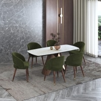 Aeris Ceramic 4 To 6 Seater Extendable Dining Table With Celia Dining Chair