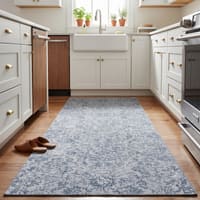 Neulooms Handloom Knotted Reversible Flatweave Runner Rug Blue or Ivory 2x8
