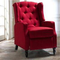 Louis Solid Wood One Seater Manual Recliner in Maroon Colour