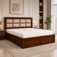Eshaan Solid Wood Comfort Queen Bed Box Storage Provincial Teak Finish Mattress 60 x 78 Inches