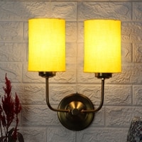 Devansh Metal Electric Wall Light in Gold Colour with Yellow Shade Count of 2 Lights