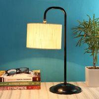 Clemence White Cotton Shade Table lamp