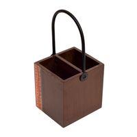 Cutlery Stand with Floral Patterns Handcrafted in Wood with Iron Handle (4x4x8.5)