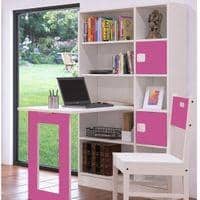 Aura Kids Folding Study Desk cum Large Bookshelf in Barbie Pink Colour