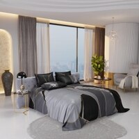 Stoa Paris Super King Size Enriched Cotton Bedsheet with 4 Pillow Covers  Size Gre Grey
