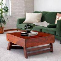 Bradford Sheesham Wood Contemporary Square Foldable Coffee Table In Honey Finish