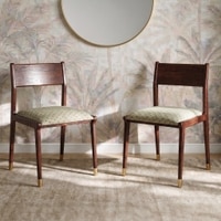 Saar Solid Wood Dining Chair in Teak Finish & Crimson Grove Colour - Set of 2