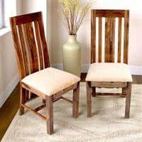 Columbus Sheesham Wood Dining Chair Set of 2 in Teak Finish