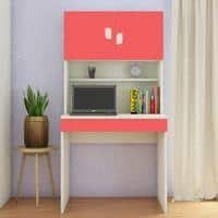 Corolla Kids Study Desk with Drawer Built In Bookshelf and Petal Handles in Strawberry Pink Colour