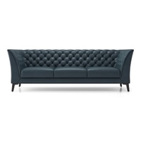 Weston 3 Seater Luxury Italian Leather Sofa In Aegean Sea
