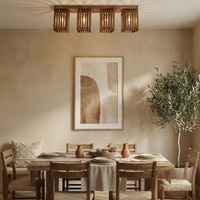 Elegant Brown Solid Wood Ceiling Light