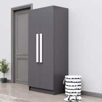 Hexa Red Wooden 2 Door Wardrobe with 4 Shelves in Slate Grey Colour