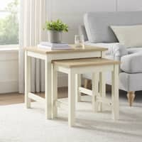 Wynmist Nesting Side Table Natural Mango Wood Top Cream White Base