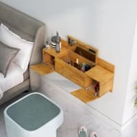 Hexa Red Engineered Wood Wall Mount Dressing Table in Giant Wood and Frosty White Colour