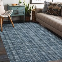 Ansley Turquoise Blue Solid Hand-Tufted Wool 7.5X5 Feet Carpet