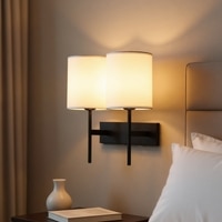 Eliante Cloth Shade Wall Lights Mild Steel & Glass Material Dark Brown & White Finish