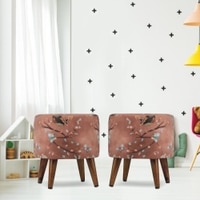 Luke Solid Wood  Ottomon in  Brown Colour