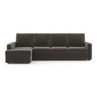 Apollo Sofa (Colour : Smoke, Cushion : Hard, Back Type : High Back, Seating Capacity : Left Aligned 3 Seater + Left Aligned Chaise)