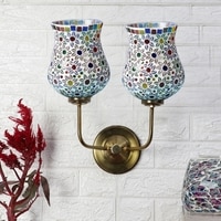 Devansh Metal Electric Wall Light in Gold Colour with Multicolor Shade Count of 2 Lights