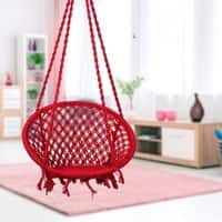 Swingzy Cotton Round Swing for Adults Red Without Accessories