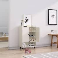 Hexa Red Engineered Wood Shoe Rack in Frosty White Colour