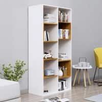Hexa Engineered Wood Bookshelf Multipurpose Storage Rack in Frosty White and Giant Wood Colour