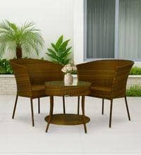 Lismore  Wicker Table And Chair Set In Beige Brown Dual Tone Finish