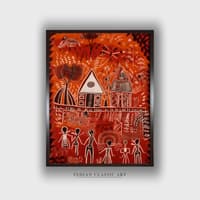 Warli Canvas Wall Prints Canvas Wall Prints Set of 1 Multicolor Matte