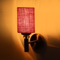 Devansh Metal Electric Wall Light in Gold Colour with Maroon Shade Count of 1 Light