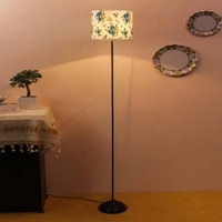 Dirk Multicolour Natural Fiber Floor Lamp with Black Iron Base