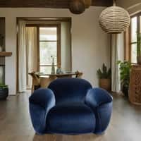 Maaria Solid Wood Lounge Chair in Blue Colour