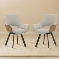 Casey Swivel Dining Chair In Beige And Tan Set Of 2