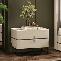 Naomi Bedside Table in High Gloss Beige Finish